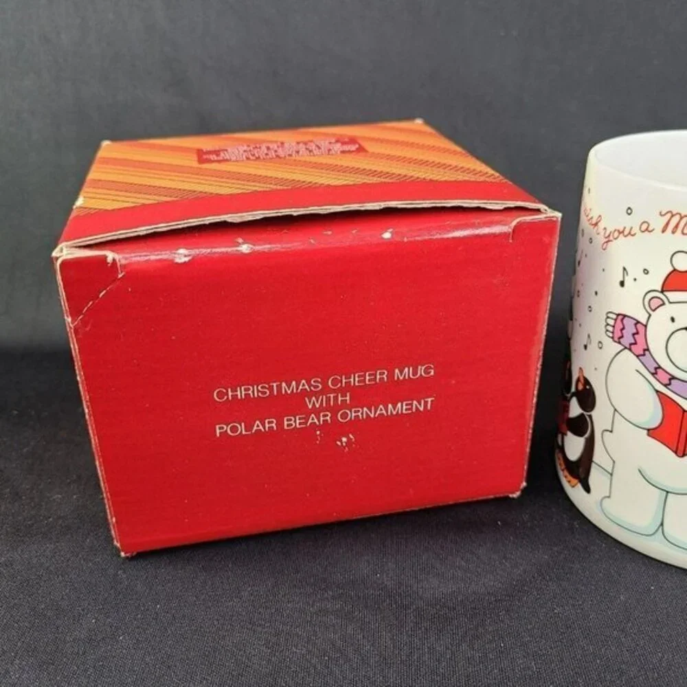 Cheer Mug With Polar Bear Plush Christmas Tree Ornament Avon Gift Collection‎